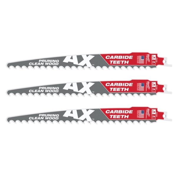 Milwaukee 48-00-5332 AX 9" 3TPI Carbide Tipped SAWZALL Blade for Pruning Clean Wood 3-Pack