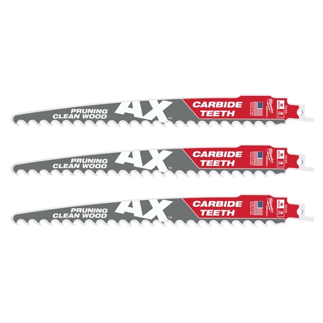 Milwaukee 48-00-5332 9" 3-TPI The AX SAWZALL Blade with Carbide Teeth for Pruning 3-Pack