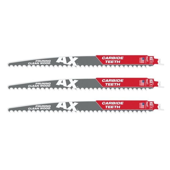 Milwaukee 48-00-5333 12" 3-TPI The AX SAWZALL Blade with Carbide Teeth for Pruning 3-Pack