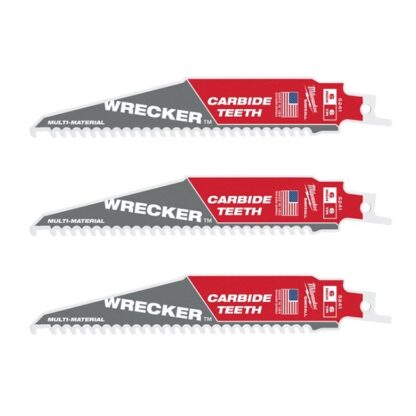 Milwaukee 48-00-5341 6-TPI The Wrecker Reciprocating Saw Blade with Carbide Teeth 3Pk