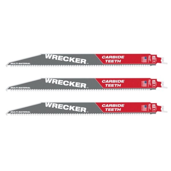 Milwaukee 48-00-5343 THE WRECKER 12" 6TPI Carbide Tipped SAWZALL Blade for Clean Wood and Thick Metal 3-Pack