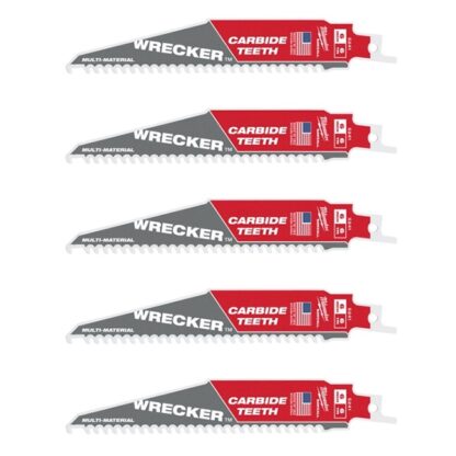 Milwaukee 48-00-5541 6-TPI The Wrecker Reciprocating Saw Blade with Carbide Teeth 5Pk