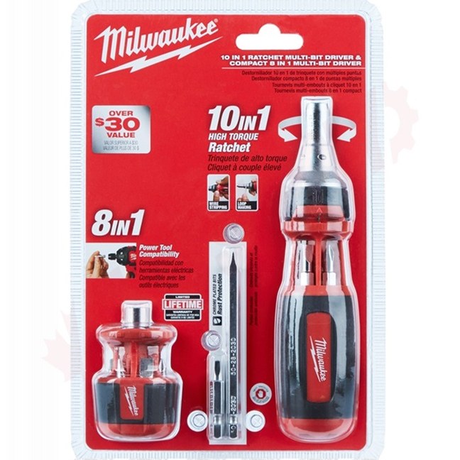 Milwaukee 48-22-2322C Ratcheting 9-In-1 and Stubby 8-In-1 Multi- Bit Drivers