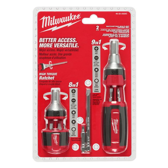 Milwaukee 48-22-2322C Ratcheting 9-in-1 and Stubby 8-in-1 Multi-Bit Drivers