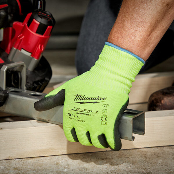 Milwaukee High Visibility Cut Resistant Polyurethane Dipped Gloves