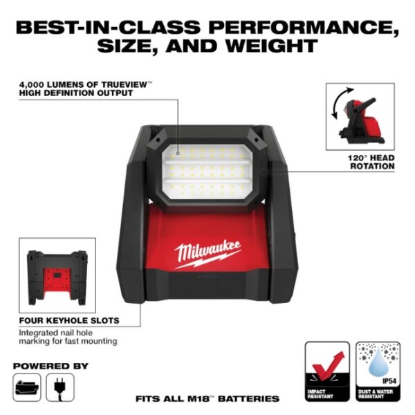 2366-20 M18 ROVER Dual Power Flood Light (1) Milwaukee 2366-20 M18 ROVER Dual Power Flood Light - Tool Only