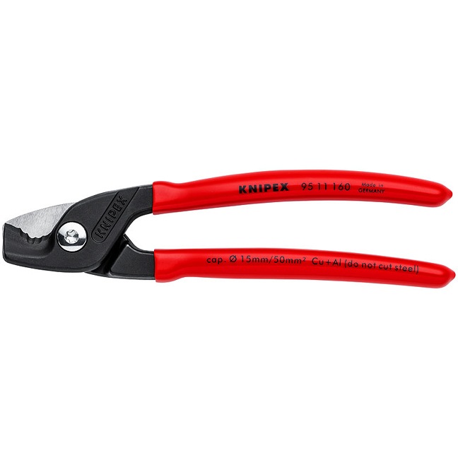 Knipex 9511160 6-1/4" Cable Shears with Step Cut - 19/32" Capacity
