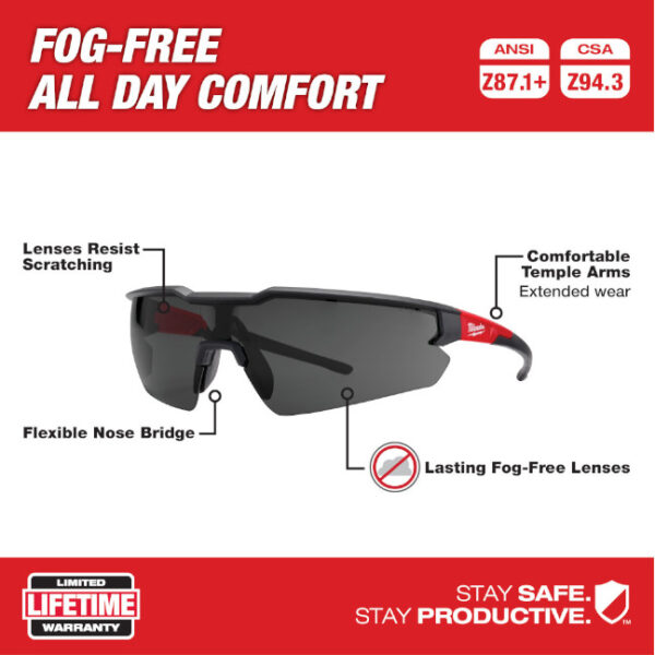 Milwaukee 48-73-2017 Anti-Fog Safety Glasses-Smoke