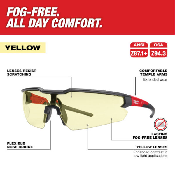 Milwaukee 48-73-2102 Anti-Fog Safety Glasses-Amber