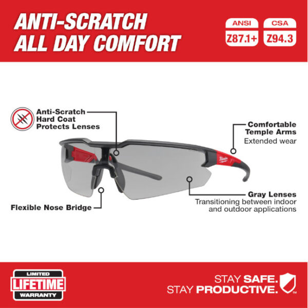 Milwaukee 48-73-2105 Anti-Scratch Safety Glasses-Indoor/Outdoor