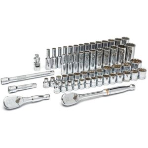 GearWrench 80551 3/8″ Drive 12-Point Standard and Deep SAE/Metric Mechanics Tool Set 57-Piece