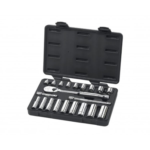 GearWrench 80557 3/8" Drive 6 and 12 Point Standard and Deep SAE Mechanics Tool Set 21-Piece