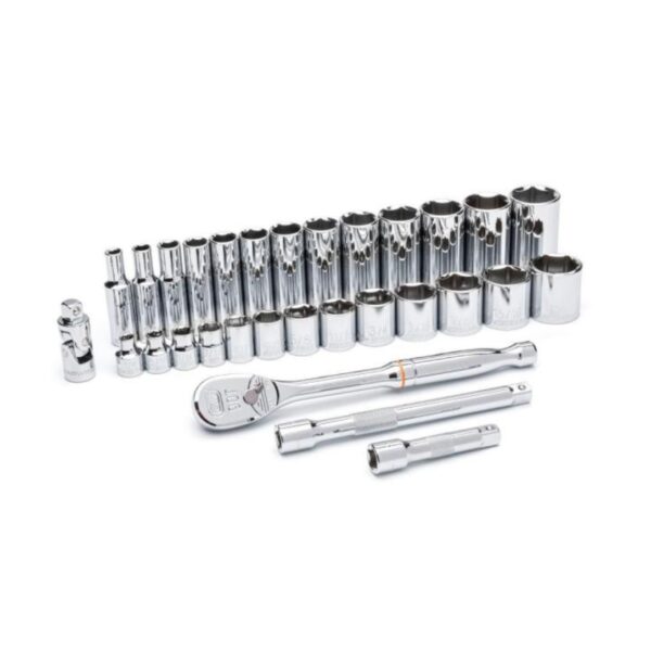 GearWrench 80569 3/8" Drive 6-Point Standard & Deep SAE Mechanics Tool Set 30-Piece