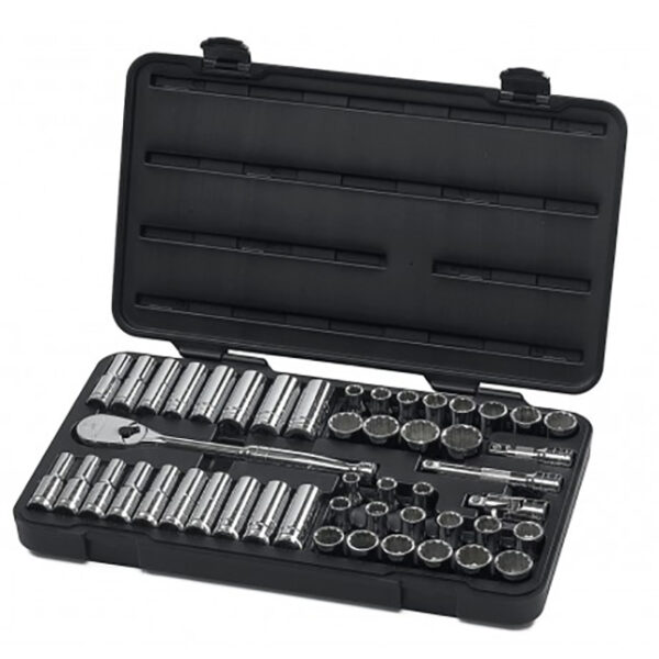 GearWrench 80701 1/2" Drive 12 Point Standard & Deep SAE/Metric Mechanics Tool Set 49-Piece