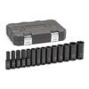 GearWrench 84955N 1/2" Drive 6-Point Deep Metric Impact Socket Set 14-Piece