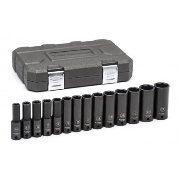 GearWrench 84955N 1/2" Drive 6-Point Deep Metric Impact Socket Set 14-Piece