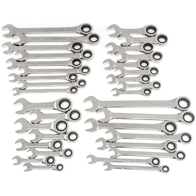 GearWrench 85034 34-Piece SAE/Metric Ratcheting Combination Wrench Set