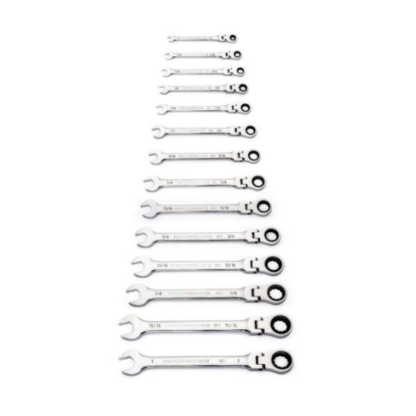 GearWrench 86759 90-Tooth 12-Point Flex Head SAE Ratcheting Combination Wrench Set 14-Piece