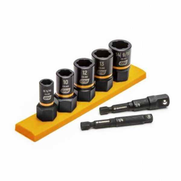GearWrench 87911 BOLT BITER 1/4" and 3/8" Drive Metric Impact Extraction Socket Set 7-Piece