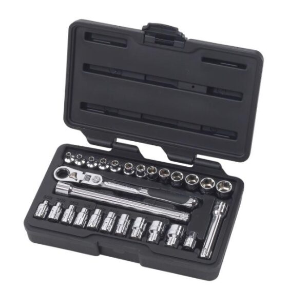 GearWrench 891427 1/4" Drive Pass-Thru 6-Point SAE/Metric Mechanics Tool Set 27-Piece