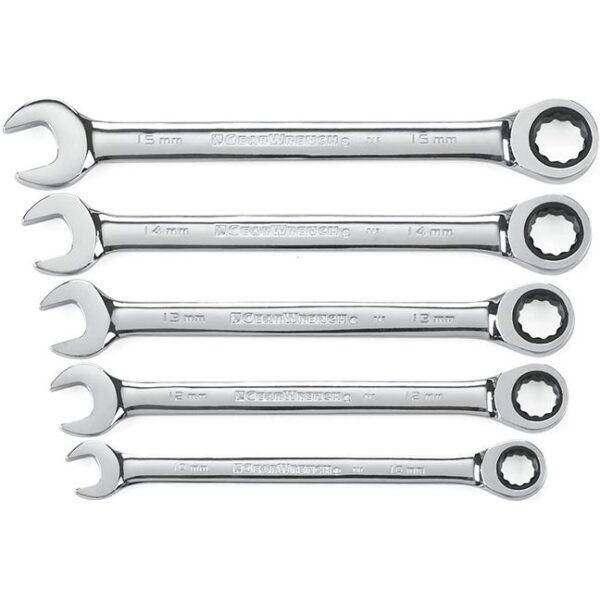 GearWrench 93004D 12 Point Metric Ratcheting Combination Wrench Set 5-Piece
