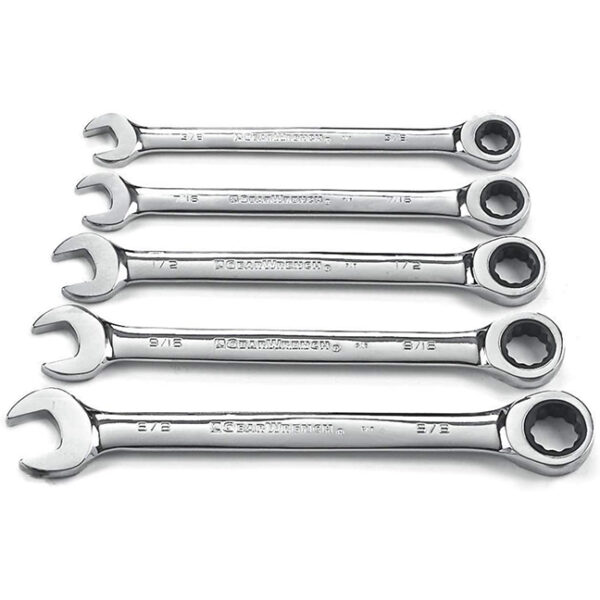 GearWrench 93005 12 Point SAE Ratcheting Combination Wrench Set 5-Piece