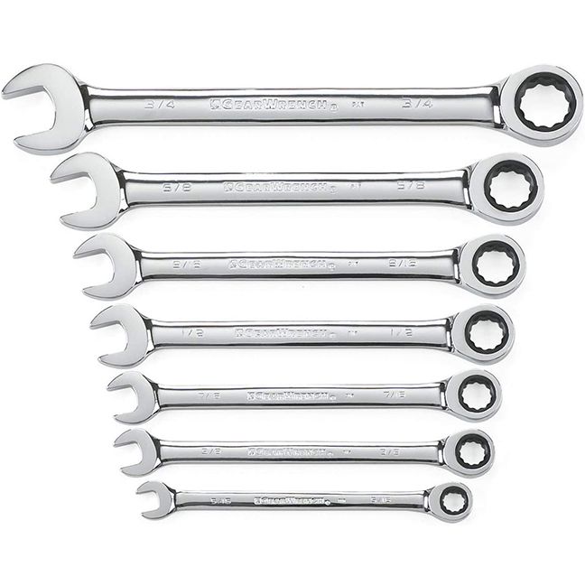 GearWrench 9317 7-Piece SAE Ratcheting Combination Wrench Set