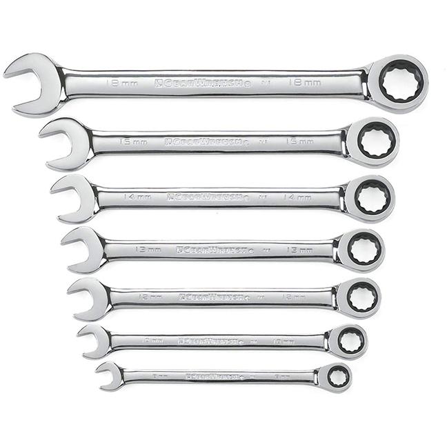 GearWrench 9417 7-Piece Metric Ratcheting Combination Wrench Set