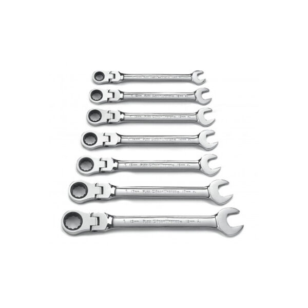 GearWrench 9900D Metric 12 Point Flex Head Ratcheting Combination Wrench Set 7-Piece