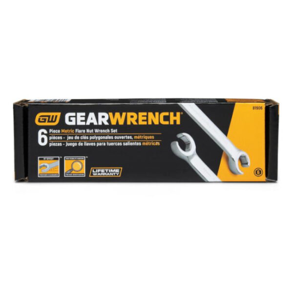 GearWrench 81906 6-Piece Flare Nut Metric Wrench Set