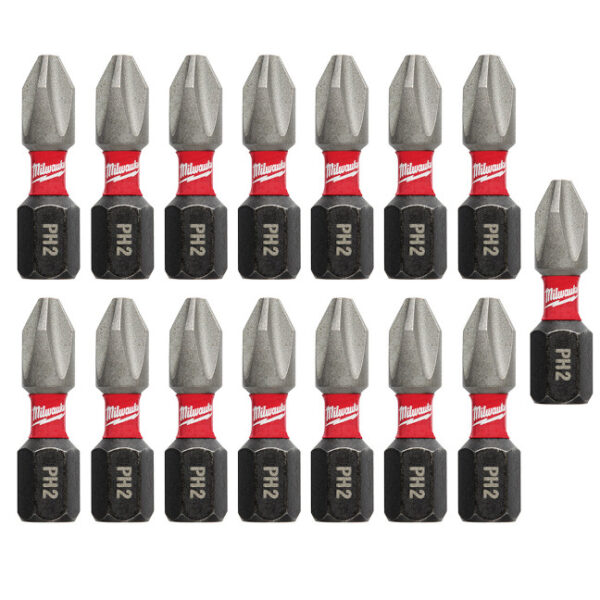 Milwaukee 48-32-5003 SHOCKWAVE Impact PH2 x 1" Phillips Bit 15-Pack