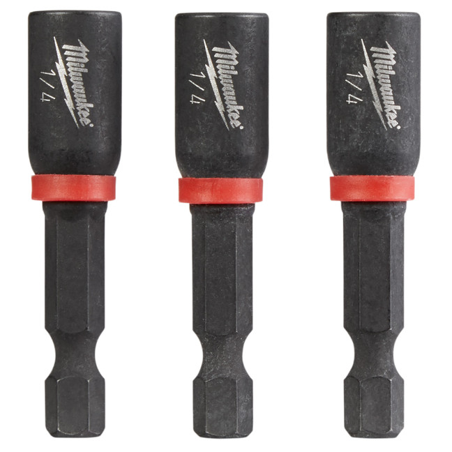 Milwaukee 49-66-4522 SHOCKWAVE Impact 1/4" x 1-7/8" Magnetic Nut Driver 3-Pack