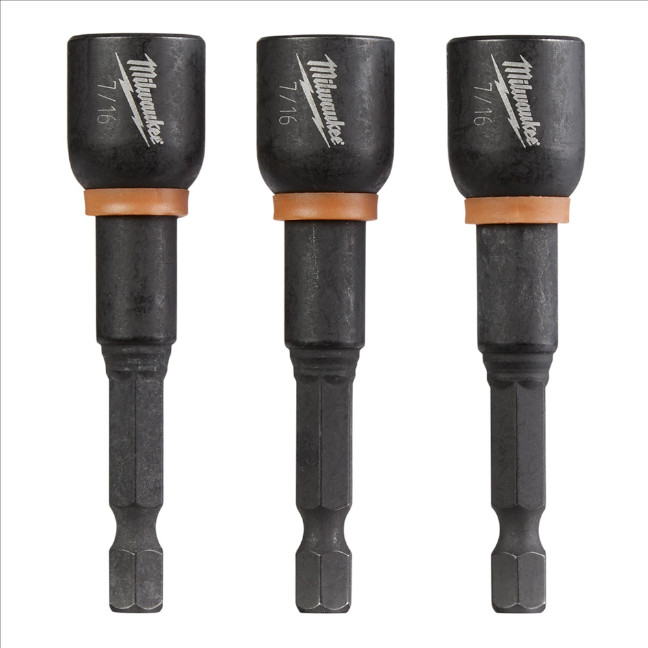Milwaukee 49-66-4526 SHOCKWAVE Impact 7/16" x 1-7/8" Magnetic Nut Driver 3-Pack