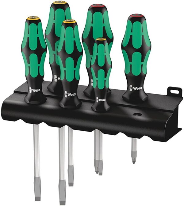 Wera 007680 Kraftform Plus 334 SK 6 Screwdriver Set Wera 007680 334 SK/6 Kraftform Plus Slotted and Phillips Screwdriver Set 6-Piece