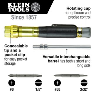 Klein 32614 4-in-1 Multi-Bit Electronics Pocket Screwdriver with PhillipsSlotted Bits (1)