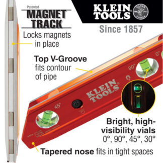 Klein 935R 9" Aluminum Torpedo Level Rare Earth Magnet