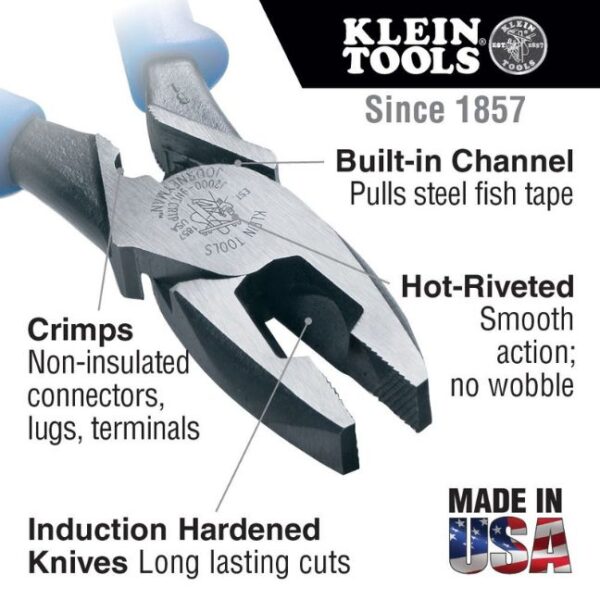 Klein J2000-9NECRTP 9" Linesman's Fishing Tape Pulling Crimping Pliers