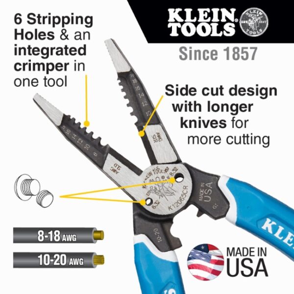 Klein K12065CR KLEIN-KURVE Heavy-Duty Wire Stripper / Cutter / Crimper Multi-Tool