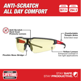 Milwaukee 48-73-2100 Anti-Scratch Safety Glasses-Amber