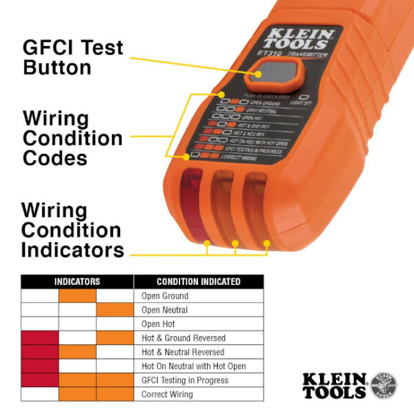 Klein ET310 Digital Circuit Breaker Finder with GFCI Outlet Tester