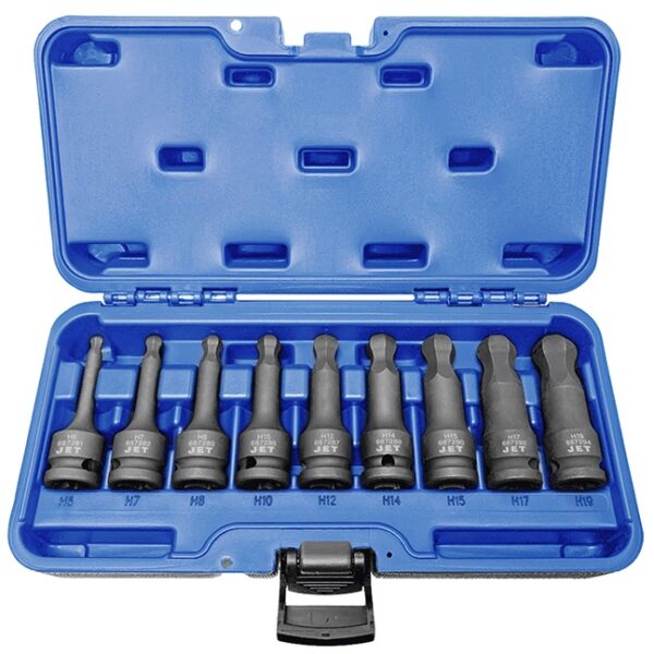 Jet 610336 BNH-912M 1/2" Drive Metric Ball Nose Hex Impact Socket Set 9-Piece