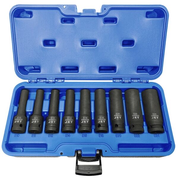 Jet 610394 PTS-912D 9-Piece 1/2" Drive Deep E Torx Impact Socket Set