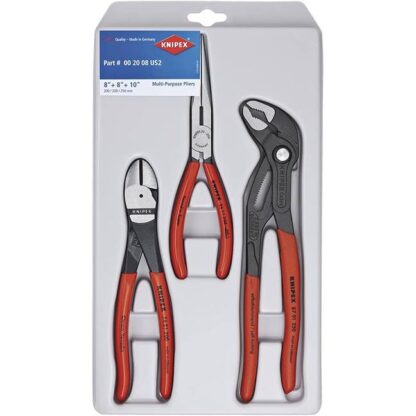 Knipex 002008US2 3-Piece Set of Diagonal Cutters, Snipe Nose and Water Pump Pliers