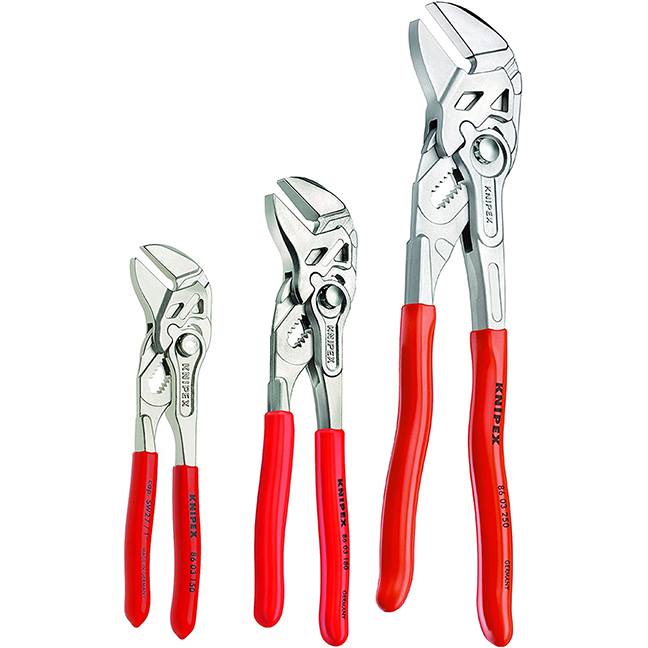 Knipex 9K008045US 3-Piece Pliers Wrench Set - 6", 7-1/4" & 10"