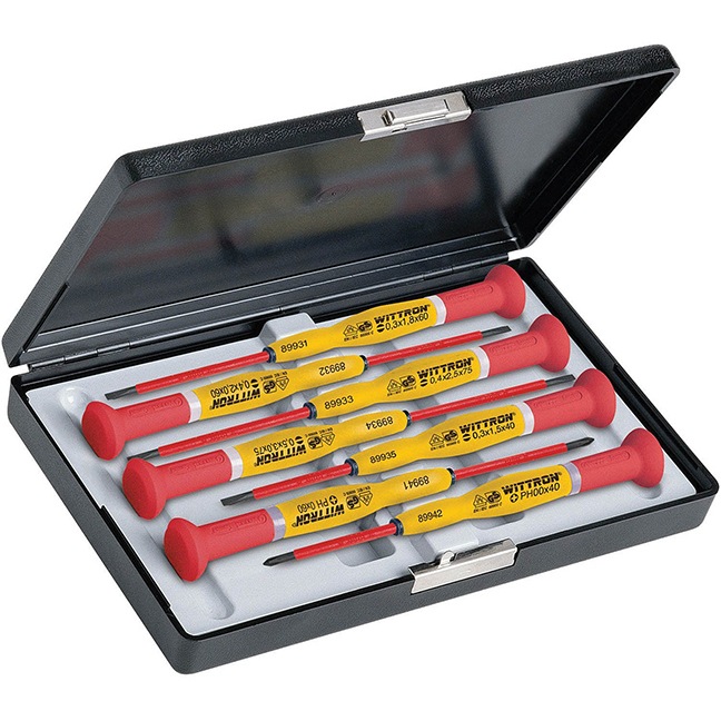 Knipex 9T89367 7-Piece WITTRON 1000V Insulated Slotted/Phillips Precision Screwdriver Set