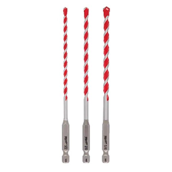 Milwaukee 48-20-9050 3pc SHOCKWAVE Carbide Hammer Drill Bit Kit Milwaukee 48-20-9050 3-Piece SHOCKWAVE Carbide Hammer Drill Bit Kit