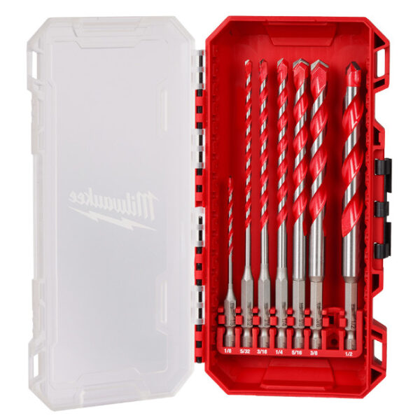 Milwaukee 48-20-9057 SHOCKWAVE Large Carbide Hammer Drill Bit Kit 7-Piece