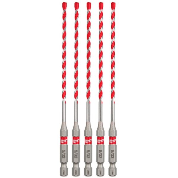 Milwaukee 48-20-9155 SHOCKWAVE IMPACT DUTY 532 x 4 x 6 Carbide Hammer Drill Bit 5-Pack Milwaukee 48-20-9155 SHOCKWAVE IMPACT DUTY 5/32" x 4" x 6" Carbide Hammer Drill Bit 5-Pack