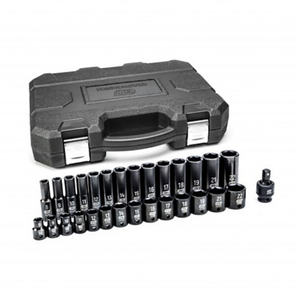 GearWrench 84925N 3/8" Drive 6 Point Standard and Deep Impact Metric Socket Set 29-Piece