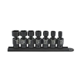 GearWrench 84974 3/8" Drive 6 Point Standard X-Core Pinless Universal Impact SAE Socket Set 7-Piece